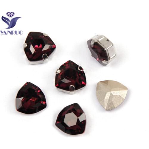 YANRUO 4706 Trilliant Amethyst Sewing For Crystal Glass Stones Jewelry Sewing Diamond Pointback Stones Jewelry