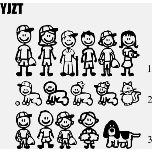 YJZT Smile Family Funny Vinyl Decal Car Sticker Black/Silver C3-2115