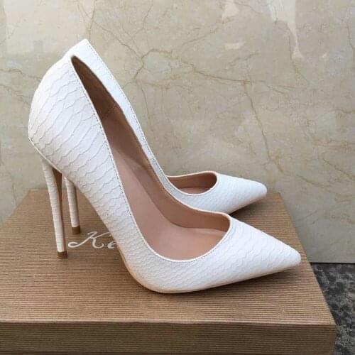 Fashion free shipping Women white Snake Leather Poined Toe Stiletto high heel shoes pump HIGH-HEELED SHOES Wedding shoes