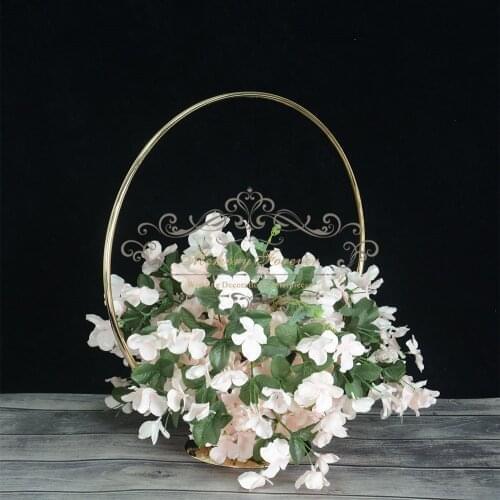 10PCS 45cm diameter Gold Round Metal Wedding Arch Backdrop Stand Marriage Table Decoratin Tall Vase Circle Centerpieces
