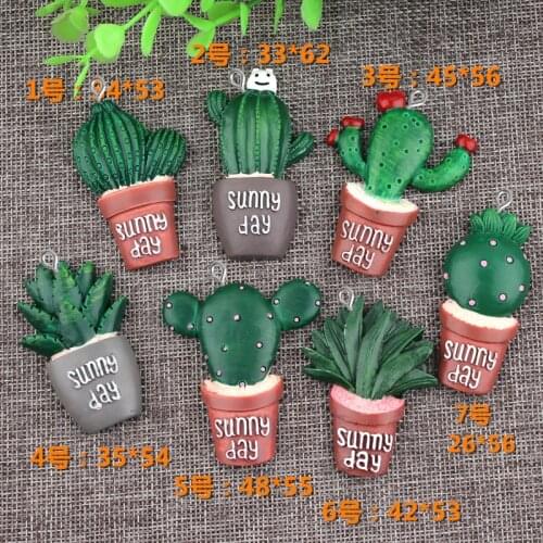 10pcs 2018 creative DIY mobile phone decoration material imitation cactus cartoon resin charms sunny day accessories wholesale