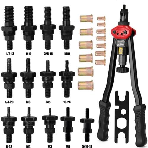 16in Labor-saving Hand Riveter BT-607 Manual Rivet Machine Professional Riveting Tools with Nuts and Mandrel