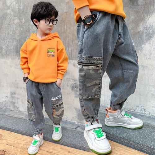 2021 Camouflage Baby Spring Autumn Jeans Pants For Boys Children Kids Trousers Clothing Teenagers Gift Home Outdoor High Quality