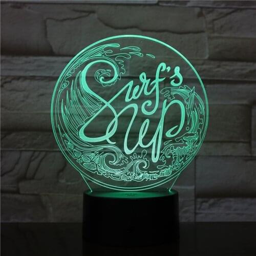 3D Night Lamp Creative Wave Model 7 Color Changing lamparas de Touch USB Table Lighting Bedroom Decoration Light 2596
