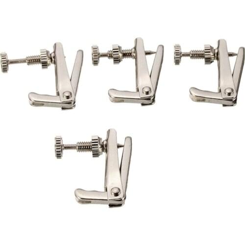 4pcs Copper Nickel Alloy Silver Violin Tuner Fine Tuners Spinner String Adjuster Violin Accessories for 3/4 4/4 Violin