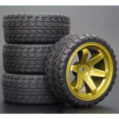 4pcs RC Tyres 1/10 & Plastic Wheels 26mm Foam Insert For On Road Car HSP HPI Replacement Parts 705