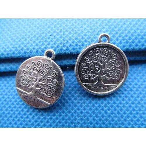 50pcs 15mm Antique Silver tone/Antique Bronze Filigree Lucky Wish Tree of Life Round Pendant Charm/Finding,DIY Accessory