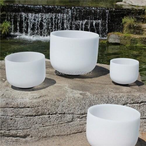 7" - 13" Chakra Tuned Set of 7 Pcs Frosted Quartz Crystal Singing Bowl