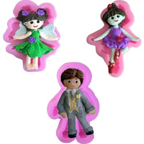 Angel Girl Boy Silicone Cake Mold Party Wedding Fondant Cake Decorating Tools Sugar Paste Chocolate Clay Candy Molds