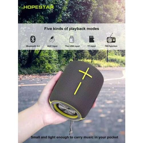 HOPESTAR P25 MiNi Wireless Stereo Subwoofer TWS Outdoor Bluetooth Speakers Portable Sound Column Soundbox AUX/TF/USB/FM Radio