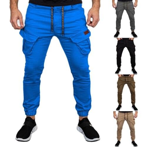 Mens Cargo Jogger Pants Elastic Waist Male Casual Pants Fashion Slim Fit Men Hip Hop Streetwear Sweatpants Pencil Trousers