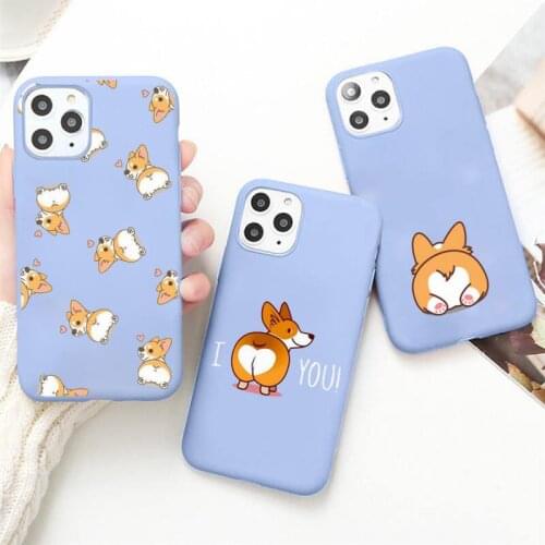 Cute Corgi Butt Animal Puppy Phone Case Candy Color Blue for iPhone 11 12 pro XS MAX 8 7 6 6S Plus X 5S SE 2020 XR