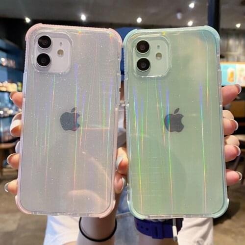 Shinning Powder Glitter Phone Case For iPhone 12 Pro Mini 11 Pro Max X XR XS Max 7 8 Plus SE2020 Solid Clear Soft TPU Back Cover