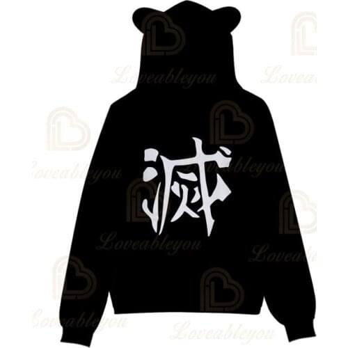 Spring Autumn Hip Hop Sweatshirts 3D Print Demon Slayer Hoodies Cat Ears Hoody Long Sleeve Hooded Kpop Hoody Tops