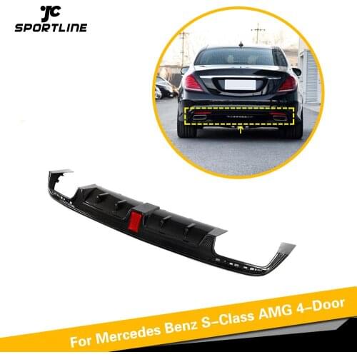 Carbon Fiber Rear Bumper Diffuser Lip Spoiler for Mercedes Benz S Class S63 S65 AMG Sport Sedan 2014-2017 Rear Diffuser Lip