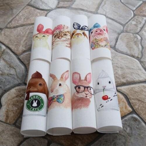 DIY 12x12cm Rabbit Pattern Hand Dyed Cotton Canvas Fabric Scrapbook Fabric Patch Bundle Sewing Quilt fabric Crafts for Handmade