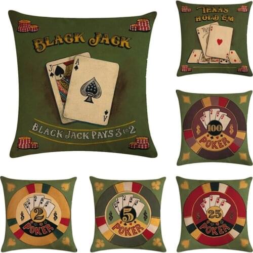 Vintage Poker Figures Cushion Cover Seat Throw Pillow Cover Portrait Pattern Decorative Waist Pillow Cases Home Car Decor