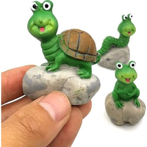 Stone Tortoise Caterpillar Frog Sculpture Outdoor Garden Micro Landscape Turtle Figurines Flowerpot Fish Tank Resin Statue