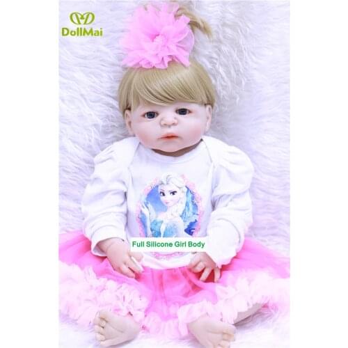 DollMai reborn baby dolls 23"57cm bebes reborn full silicone reborn baby dolls princess toddler girl dolls gift for kids