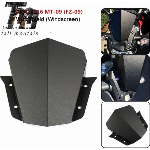 LJBKOALL FZ09 MT09 FZ-09 Motorcycle Motorbike Windshield Windscreen Aluminum Black For Yamaha MT-09 FZ 09 MT 09 2014 2015 2016