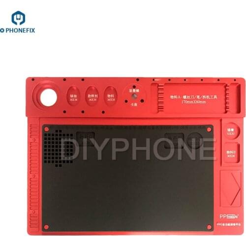 PHONEFIX Microscope Fixed Base Integrated Multifuctional Aluminum Alloy Mat Phone PCB Repair Pad With Welding Workbench Rubber