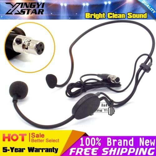 Mini XLR 3 Pin Plug TA3F Wired Headworn Condenser Microphone Headset Mic For SAMSON Wireless Karaoke System Bodypack Transmitter