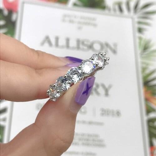 Fashion Wedding Ring Full Inlay Dazzling Cubic Zirconia S925 Silvery Fine Luxury Jewelry For Women Engagement Statement Gift