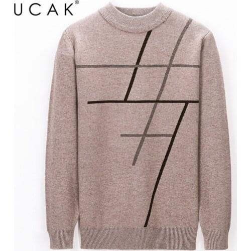 UCAK Brand Casual O-Neck Sweater Men Clothing 2020 New Striped Streetwear Sweaters Pull Homme Winter Warm Men Clothes U1174