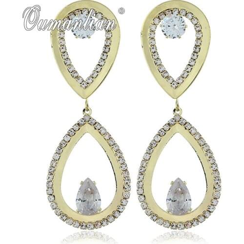 2019 New arrival Sparkling Geometric Droplet Shape Earrings for Women Rhinestone Simple Gold silver color Wedding Party E111
