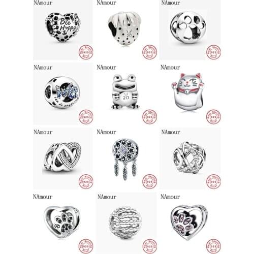 New Bee Happy Honeycomb Dreamcatcher paw print Beads Fit Original Charms Pandora charms silver 925 Bracelet Bead Jewelry making