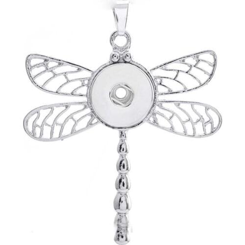 Wholesale Dragonfly 159 Ginger 18mm Snap Button Jewelry Pendants Necklace Interchangeable Charm Jewelry For Women Gift