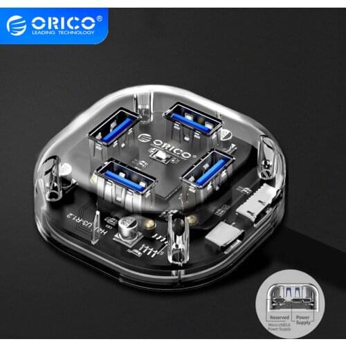 ORICO 4/7 Ports USB3.0 HUB Transparent High Speed With Micro USB Power Interface USB HUB Support OTG For Mac/Windows/Linux