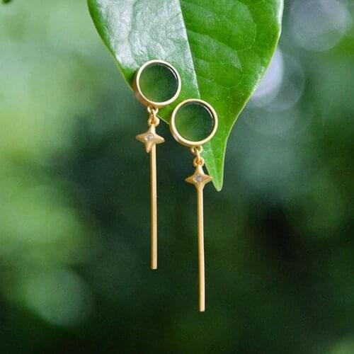 Natural Hetian jasper popular tassel earrings noble retro elegant light luxury designer craft charm women silver jewelry