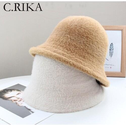 Autumn Winter Faux Mink Velvet Bucket Hat Women Girl Fashion Soild Fishermen Hats Lady Outdoor Travel Warm Panama Dome Basin Cap