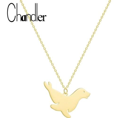 Chandler Steel Seal Valentines day Necklace Sea Lion Valentines Gift For Sea Lovers Sea Life Dainty Pendant Collars For Women