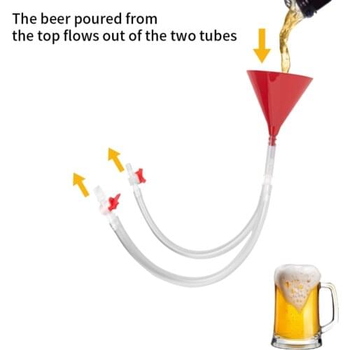 Plastic Filling Funnel Beer Funnel Wine Liquid Pipe Tube Double Tube Valve Hose for Birthday Beer Drinking Party Bar Tool