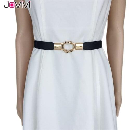 Jovivi 1pc Fashion Dress Belts Women PU Waist Band Thin Waistband Elastic Waist Belt Dress Apparel Belts