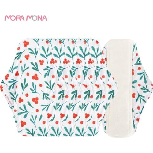 Mora Mona Reusable Women Sanitary Napkin Cloth Menstrual Pad Babyshow Reusable Washable Cloth Pad For MUM 25*17cm 5 Pieces /Set