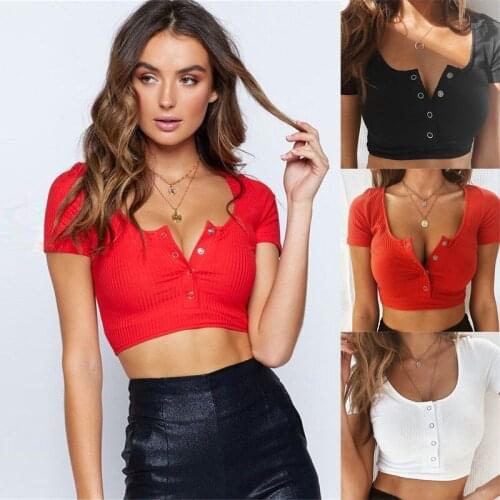 Sexy Women Girl Casual Tops Vest Tops Laides V-neck Button Clothes Outfits