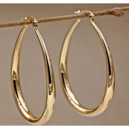 Trendy Large Hoop Earrings for Women Two Colors Available Geometric Pattern Party Gift Fashion Jewelry