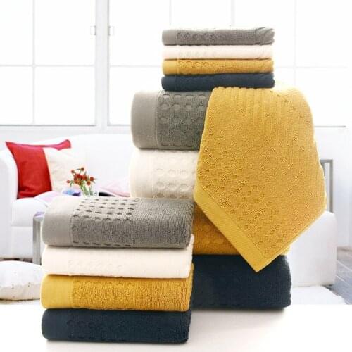SunnyRain 3-Pieces Violet Cotton Towel Set Bath Towel For Adults Face Towels toallas 380GSM