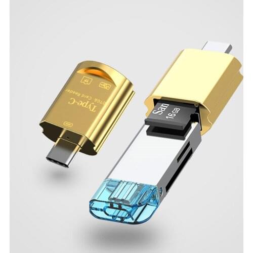 Type C Card Reader Adapter U Disk + TF Card Two-in-one Card Reader Huawei Xiaomi Oppo OTG Adapter USB 2.0 MicroSD