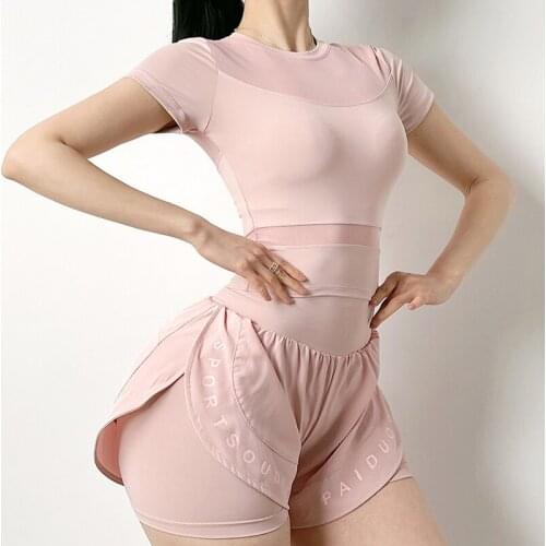 Girl Outdoor T Shirt Womens Fast Dry Breathable Running Short Sleeve Tight Sexy Slim Fitness Top Mesh Lace Transparent Tees P8C