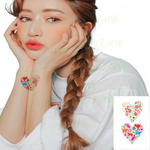 Waterproof Temporary Tattoo Sticker Flower Love Heart Bird Animal Art Tattoo Water Transfer Fake Flash Tatoo for Man Woman Kids