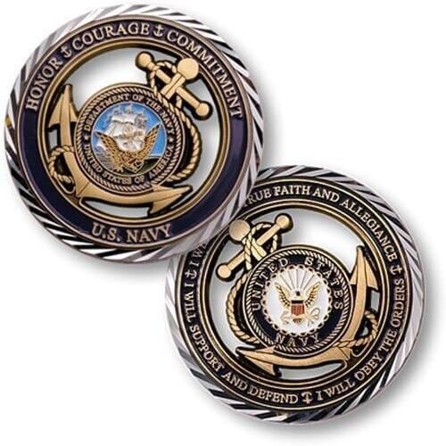 High quality Custom coins low price U.S. Navy Core Values Challenge Coin cheap custom made metal coins
