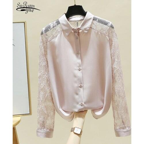2021 Long Sleeve Vintage Shirts Women Tops New Fashion Cardigan Chiffon Blouse Women Lace Sexy Floral Casual Women Blouses 11923