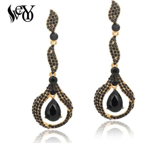 VEYO Elegant AAA Rhinestone Dangle Earrings for Women Long Drop Crystal Earings Fashion Jewelry New