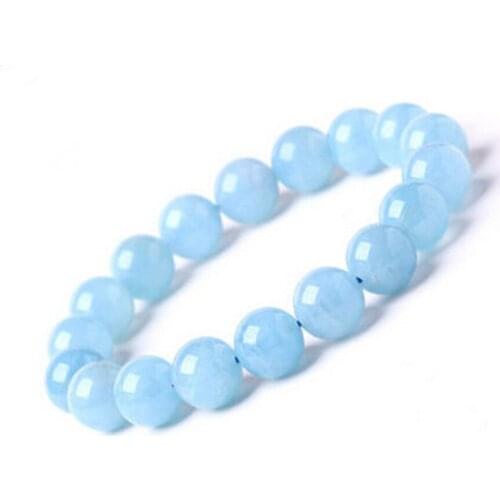 7-9mm Natural Genuine Blue Ocean Gems Stone Crystal Round Beads Bracelets For Women Charm Stretch Bracelet Femme