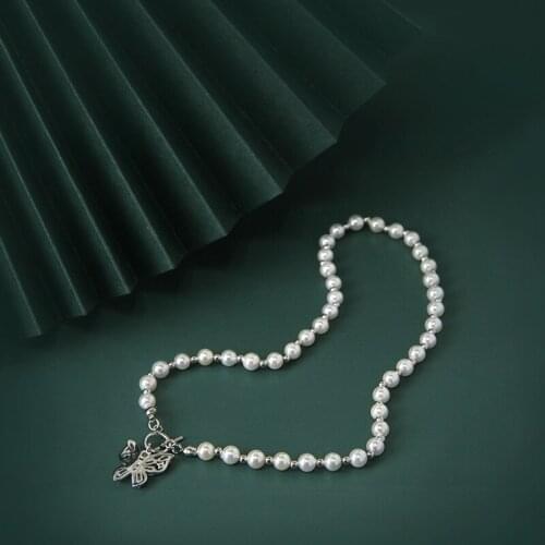 Korean S925 Sterling Silver Butterfly Necklaces women ins 2020 personalize zircon pearl Necklace feminine chain fine jewelry