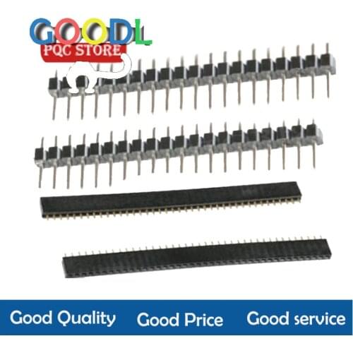 2 pces 1 pairs 40 pinos 1x40 única fileira macho e fêmea 2.54 pinos quebráveis cabeçalho pcb jst conector tira para arduino pret